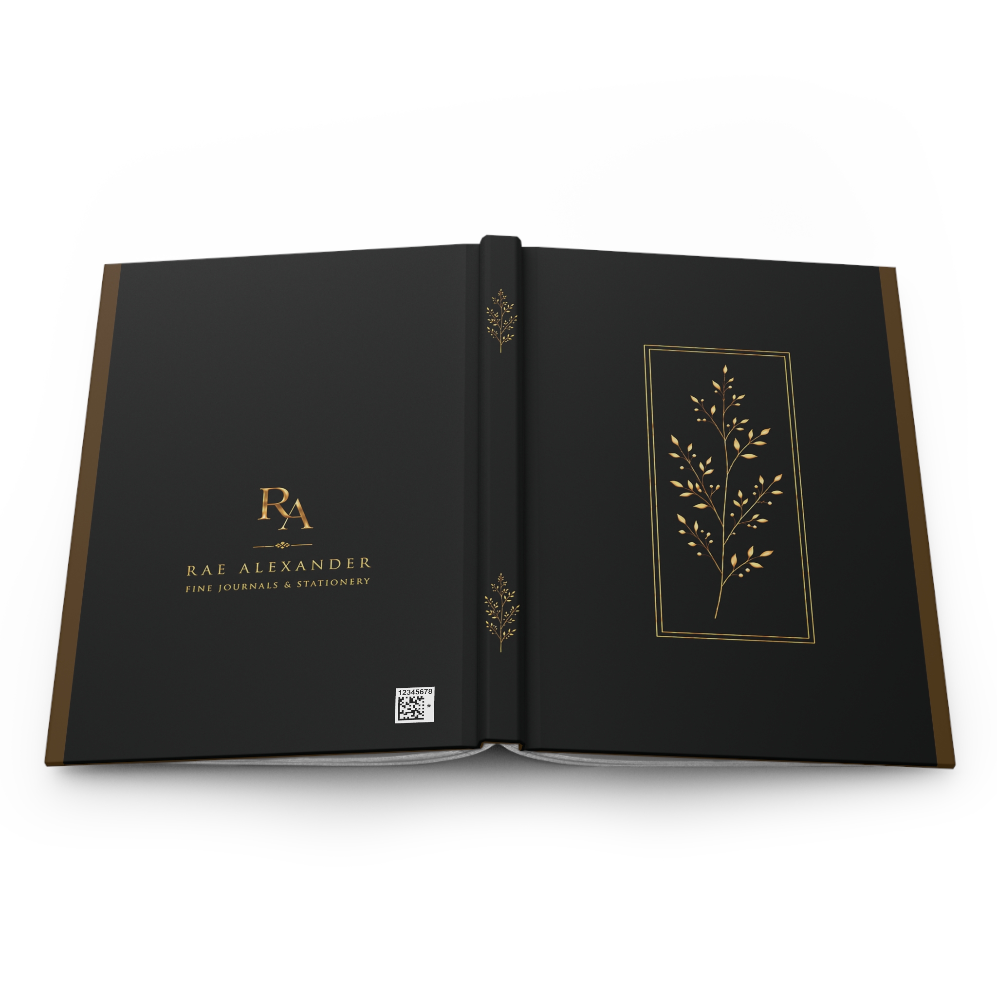 Hardcover Journal — Elegant Gold Leaf Monogram Notebook - Image 2