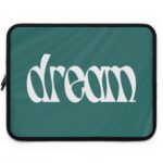 Dream Laptop Sleeve — Retro Script Teal Protective Case 25