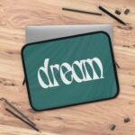 Dream Laptop Sleeve — Retro Script Teal Protective Case 24