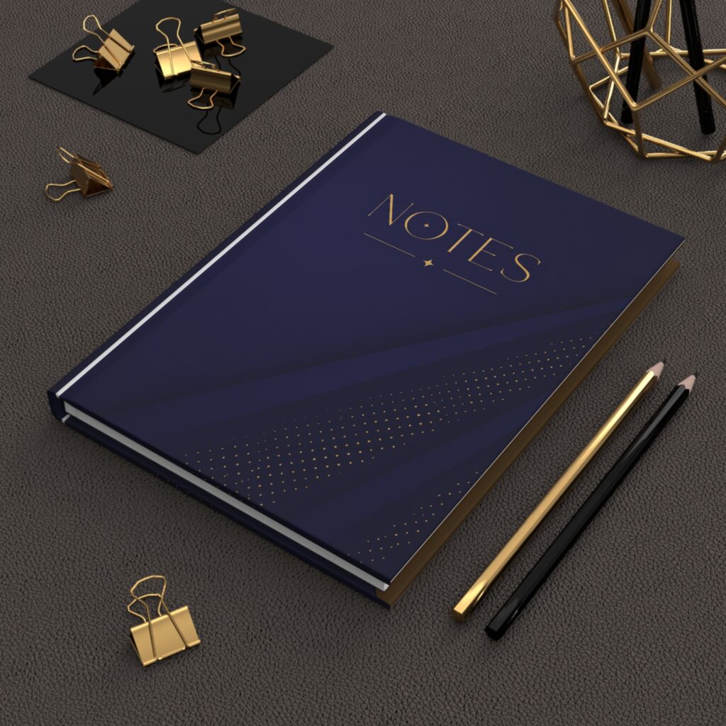 Rise NOTES Hardcover Journal | Blue & Gold Matte Notebook
