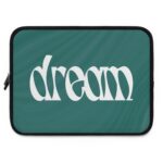Dream Laptop Sleeve — Retro Script Teal Protective Case 19