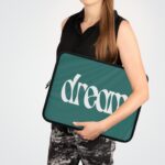 Dream Laptop Sleeve — Retro Script Teal Protective Case 29