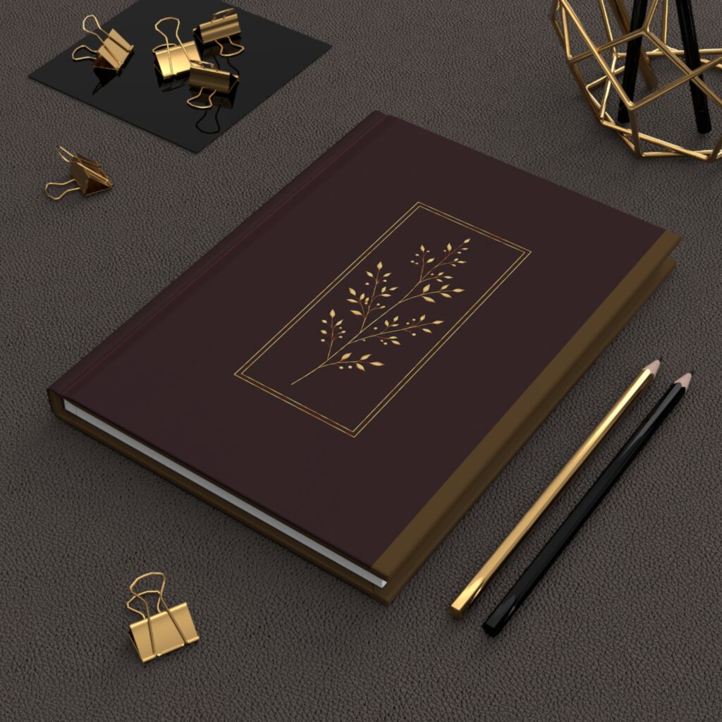 Elegant Hardcover Journal — Gold Botanical Design, Monogram Style