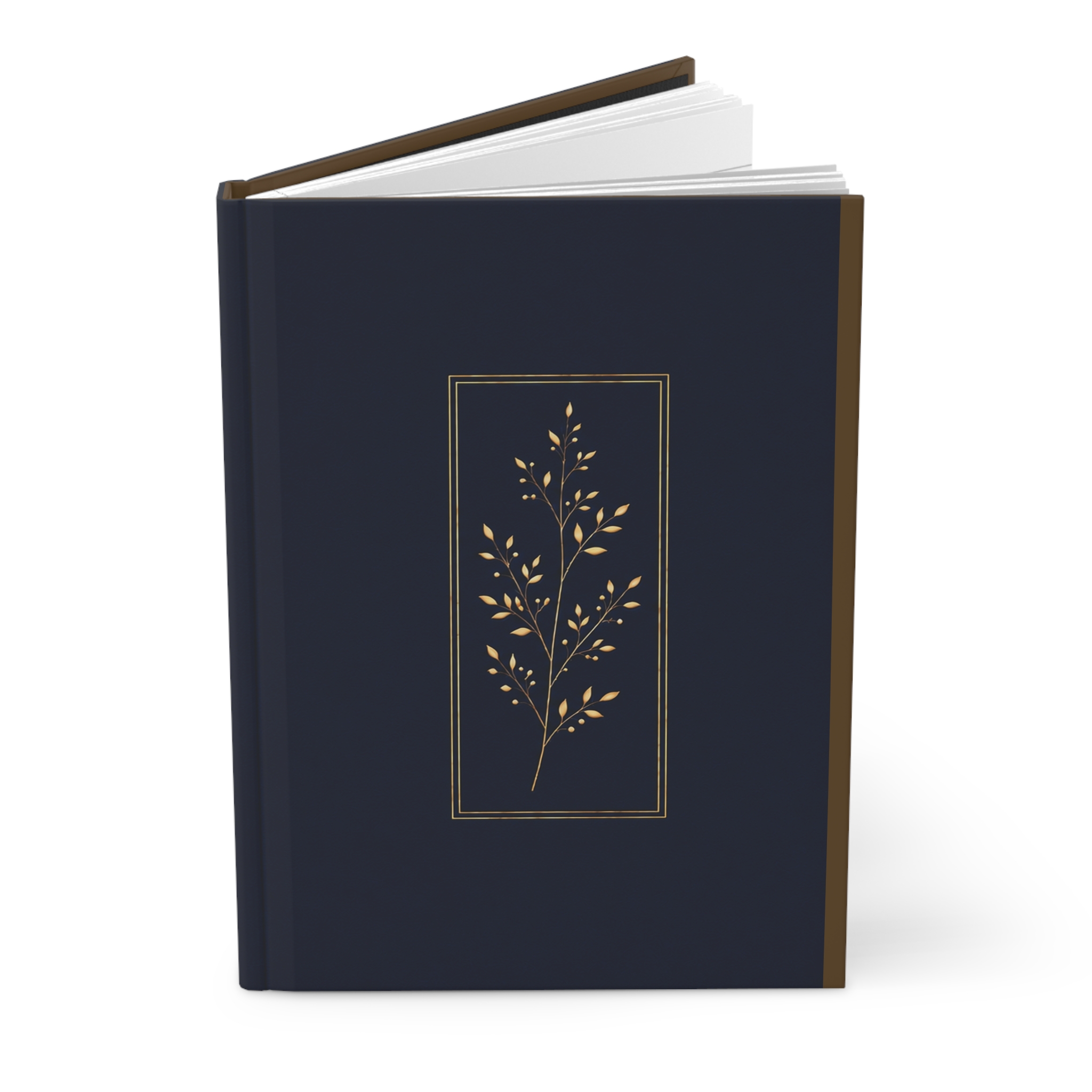 Navy Hardcover Journal — Gold Botanical Foil Design, Elegant Personal Notebook - Image 3