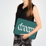 Dream Laptop Sleeve — Retro Script Teal Protective Case 23