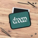 Dream Laptop Sleeve — Retro Script Teal Protective Case 7