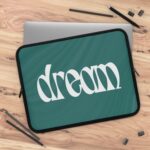 Dream Laptop Sleeve — Retro Script Teal Protective Case 30