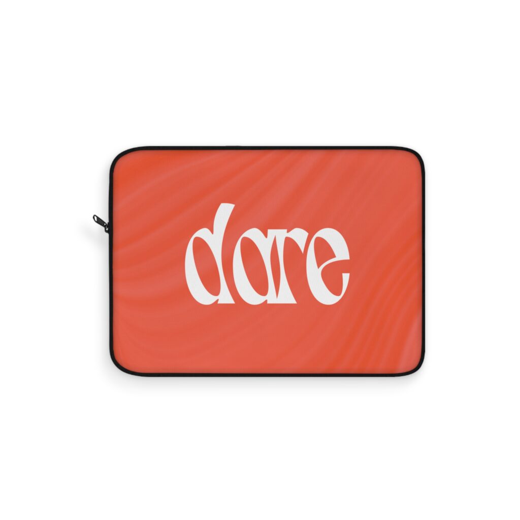 Dare Retro Typography Laptop Sleeve — Bold Coral Protective Sleeve