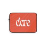 Dare Retro Typography Laptop Sleeve — Bold Coral Protective Sleeve 1