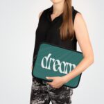 Dream Laptop Sleeve — Retro Script Teal Protective Case 17