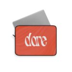 Dare Retro Typography Laptop Sleeve — Bold Coral Protective Sleeve 2