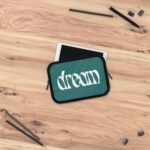 Dream Laptop Sleeve — Retro Script Teal Protective Case 6