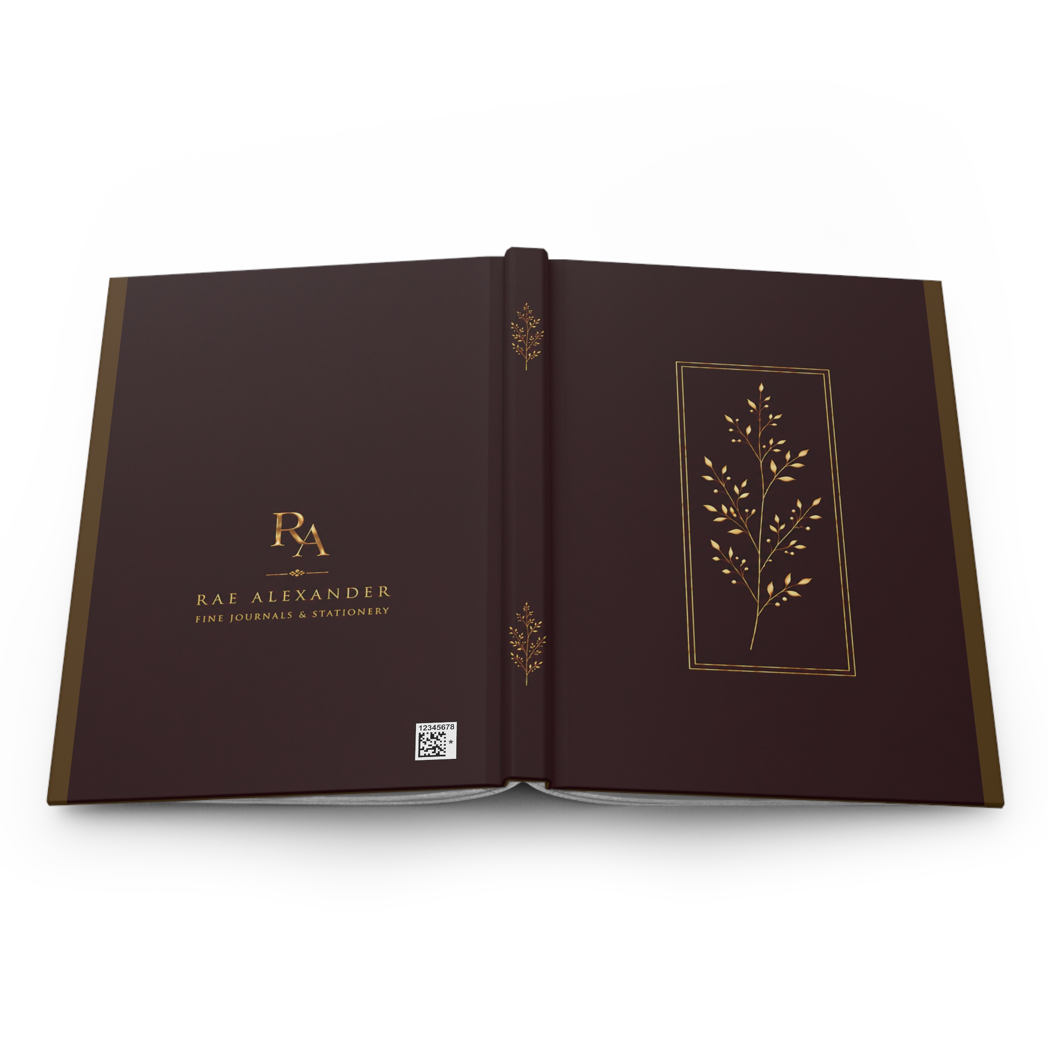 Elegant Hardcover Journal — Gold Botanical Design, Monogram Style - Image 2