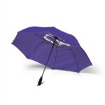 Purple Foldable Umbrella with White Ribbon Logo – Semi-Automatic Compact Rain Umbrella 2