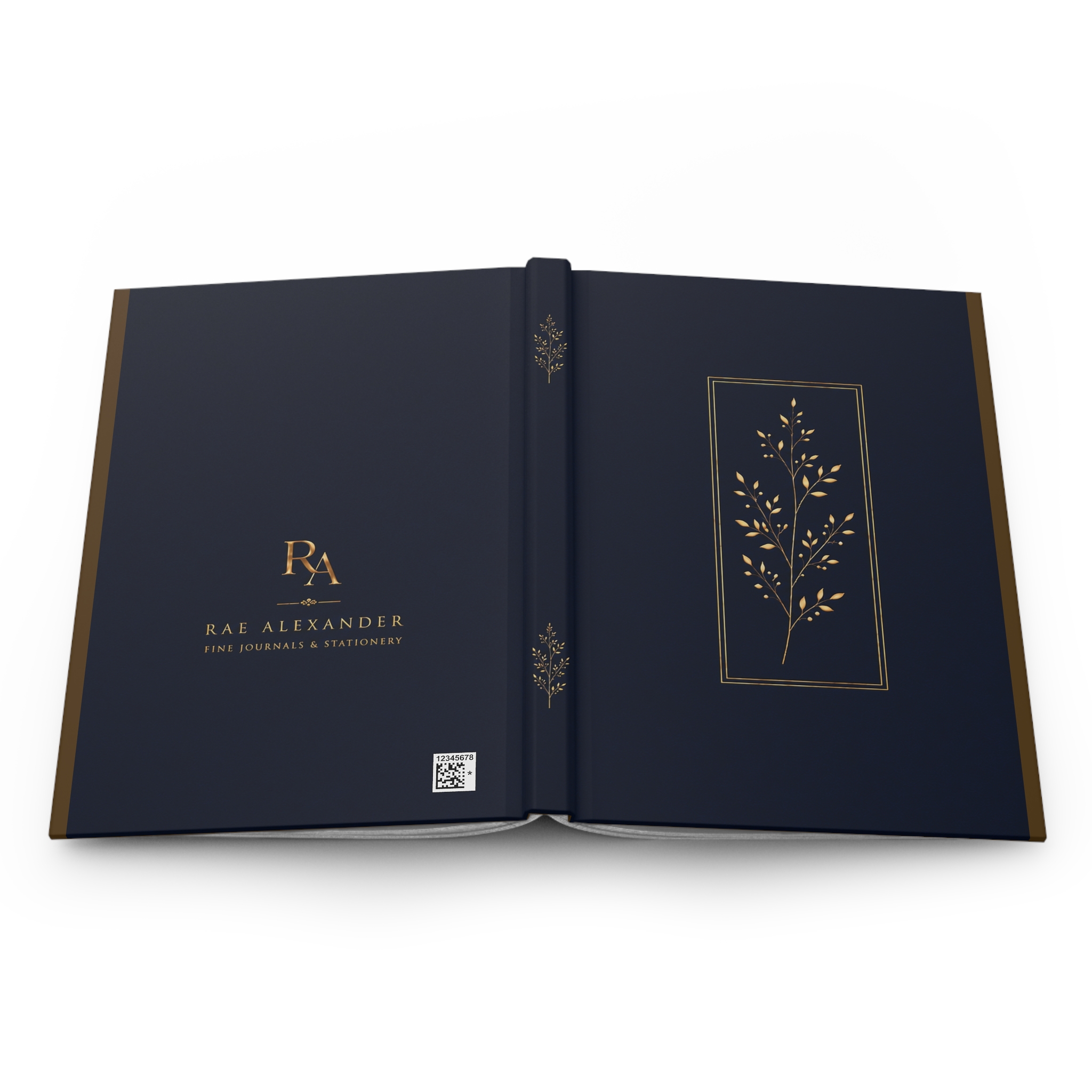 Navy Hardcover Journal — Gold Botanical Foil Design, Elegant Personal Notebook - Image 2