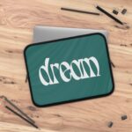 Dream Laptop Sleeve — Retro Script Teal Protective Case 18